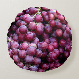 Cojín Redondo Uvas De Vino Rojo: Fondo Lusoso.