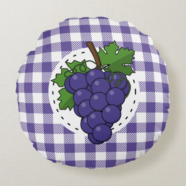 Cojín Redondo Uvas sobre la pasta de violeta blanca (Anverso)