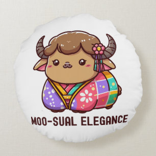 Cojín Redondo Vaca en elegancia en Tierras Altas