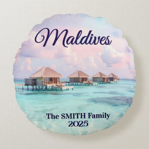 Cojín Redondo Vacaciones Familiares Personalizadas en Maldivas
