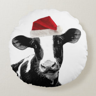 Cojín Redondo Vacas lindas del traje del navidad