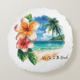 Cojín Redondo Vacation, Lets Go To The Beach 