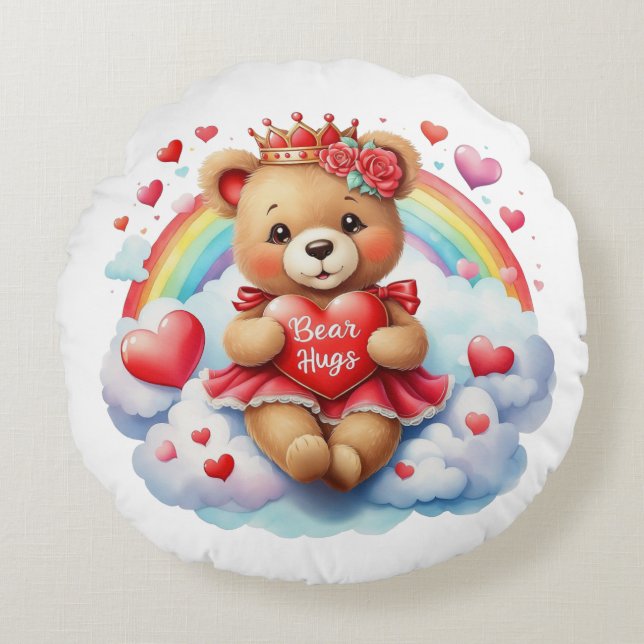 Cojín Redondo Valentine Bear Throw Pillow (Anverso)