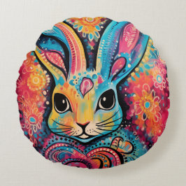 Cojín Redondo Valentine Bunny Positive vibes corazones