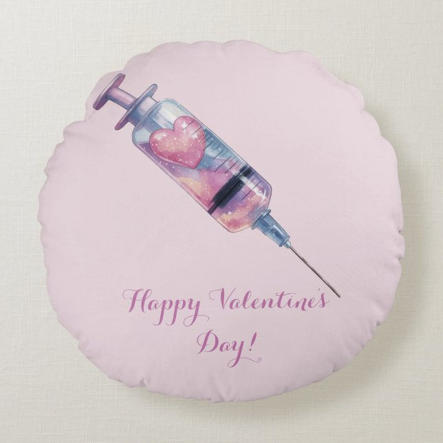 Cojín Redondo Valentine’s Day Love Injection Design (Anverso)