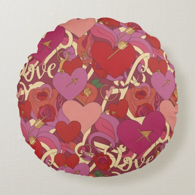Cojín Redondo Valentine’s Day Throw Pillow Collection | Romantic (Anverso)