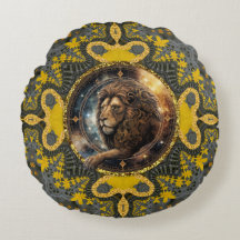Valiente Leo Zodíaco Dorado Amarillo Fractal Manda