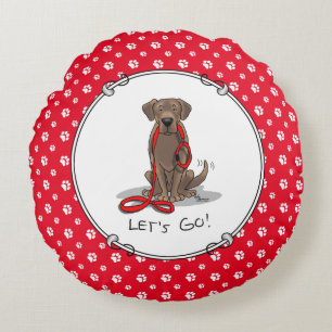 Cojín Redondo ¡Vamos! Chocolate Lab Labrador Retriever