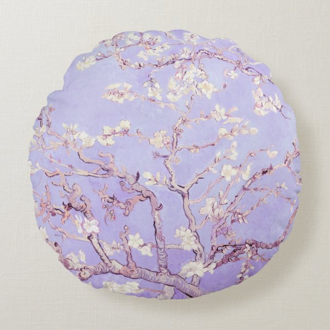 Cojín Redondo Van Gogh Almond Blossoms Lavender (Anverso)
