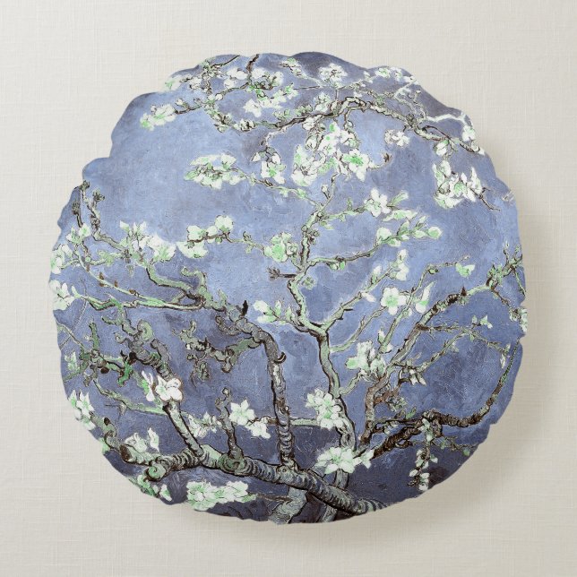 Cojín Redondo Van Gogh Almond Blossoms Steel Blue (Anverso)