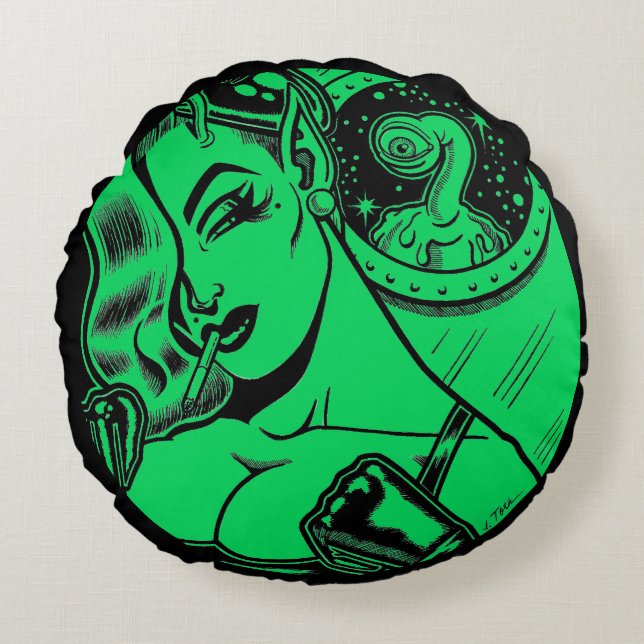 Cojín Redondo Vana DeVinyl™/Mirón Blob (Anverso)
