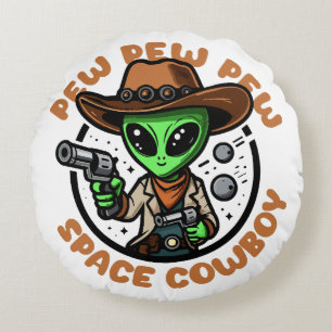 Cojín Redondo Vaquero Espacial Alien Divertido