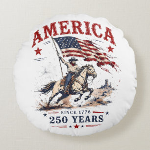 Cojín Redondo Vaquero Patriótico 250 Años América 1776 2026