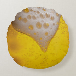 Cojín Redondo Vaso de cerveza con burbujas y espuma