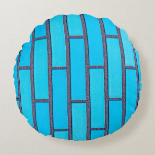 Cojín Redondo Vector de ladrillo verde azulado y gris