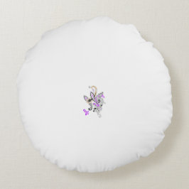 Cojín Redondo Vector de tatuaje de hadas de mariposa - Arte flor