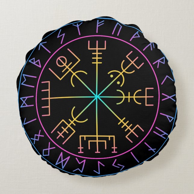 Cojín Redondo Vegvisir Viking Compass Symbol Design (Reverso)