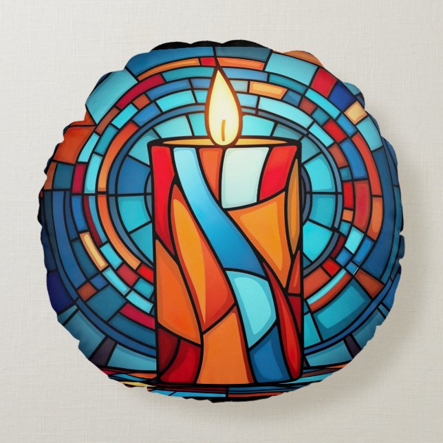 Cojín Redondo Vela de Navidades Retro 60 (Anverso)