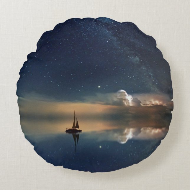 Cojín Redondo Vela lejos de las nubes (Anverso)