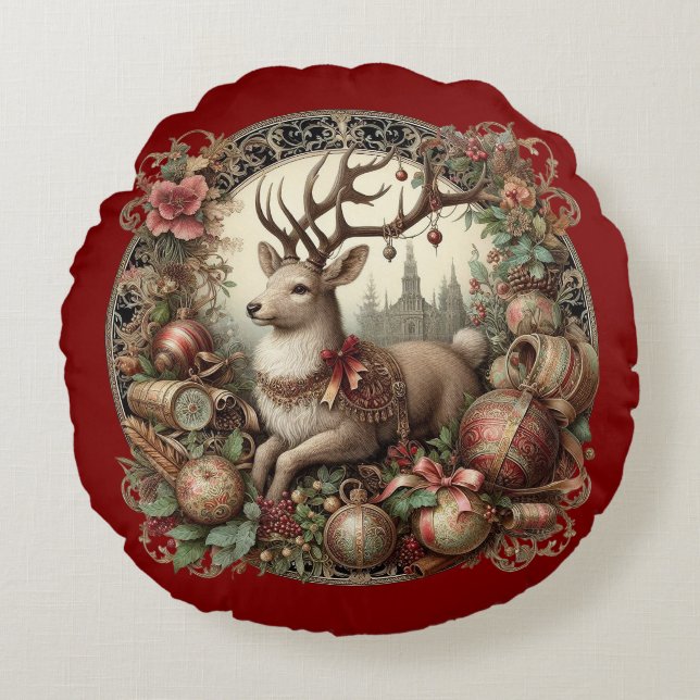 Cojín Redondo Venado con decoración (Anverso)