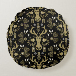 Cojín Redondo Venado de arte popular escandinavo moderno