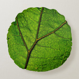 Cojín Redondo Venas de hojas de carbunco verde