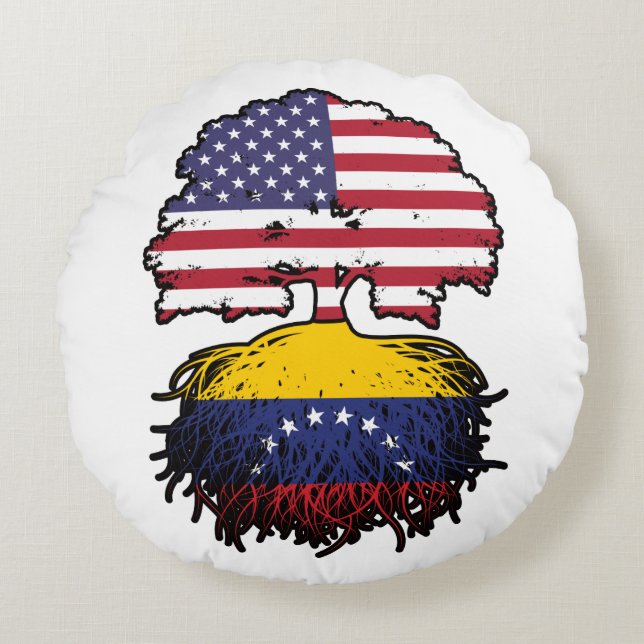 Cojín Redondo Venezuela: Los Estados Unidos venezolanos roban ba (Anverso)