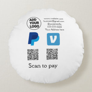 Cojín Redondo Venmo paypal scan to pay add q r code logo text na
