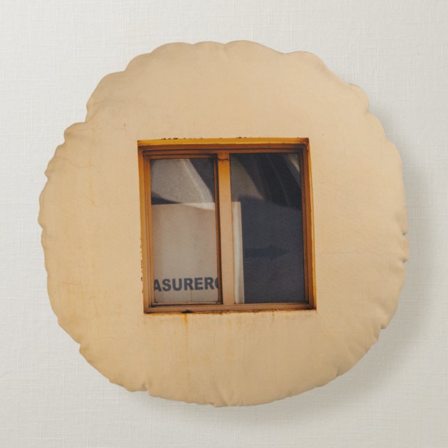 COJÍN REDONDO VENTANA DE VIDRIO DE MADERA MARRÓN (Anverso)