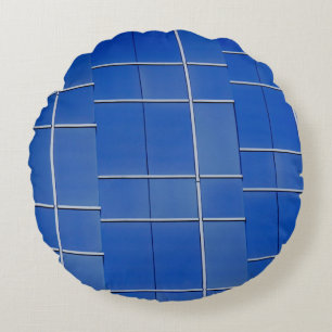 Cojín Redondo Ventanales de cristal azul y blanco