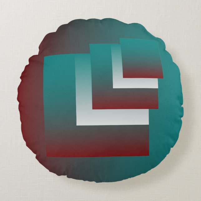 Cojín Redondo Ventanas en blanco burdeos verde azulado (Anverso)