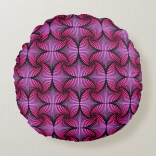 Cojín Redondo Ventilador de vieira 3D geométrico gráfico rosa