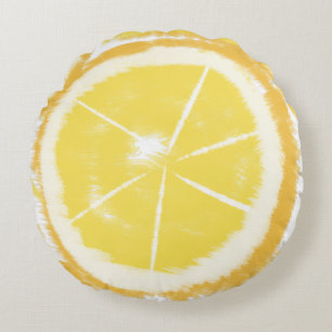Cojín Redondo Verano Lemon Resumen Citrus Tie Dye