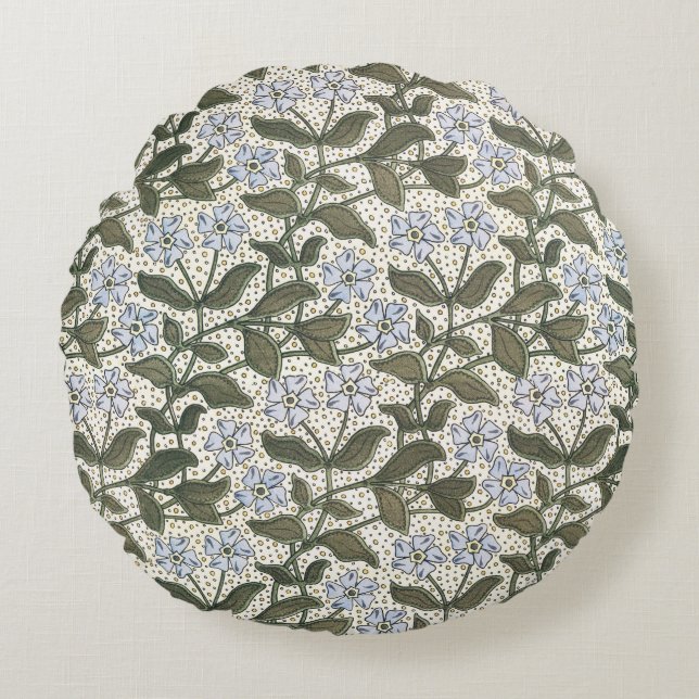 Cojín Redondo Verano Periwinkle Bonito Flor Elegante Floral (Anverso)