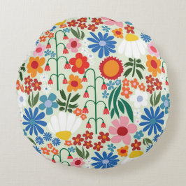 Cojín Redondo Verano retro de los años 60