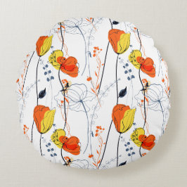 Cojín Redondo Verano tropical | Hermoso diseño de floraciones am