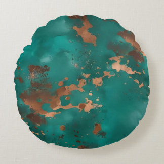 Cojín Redondo Verde azulado y bronce