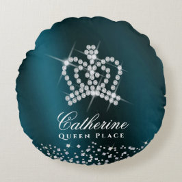 Cojín Redondo Verde de la multitud que brilla