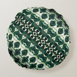 Cojín Redondo Verde esmeralda esmeralda agitado y repetido con t