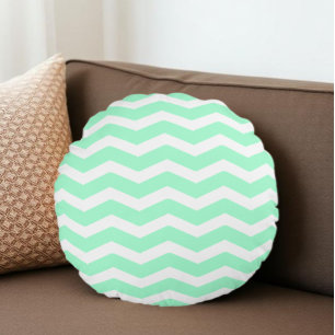 Cojín Redondo Verde Menta Chevron