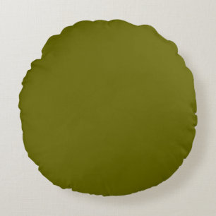 Cojín Redondo Verde Oliva Militar color sólido liso Personalizad