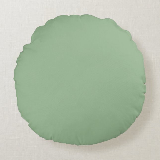 Cojín Redondo Verde Suave,Encantador, Sólido, Moderno, Simple, D (Anverso)