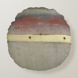 Cojín Redondo Verdes, rojas, azules y amarillas desgastados