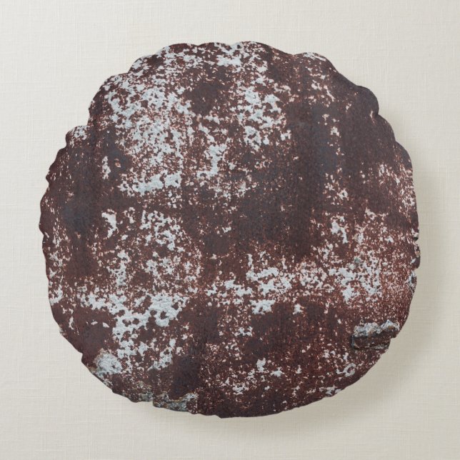 Cojín Redondo Very old rusted sheet iron. Textured metal surface (Anverso)
