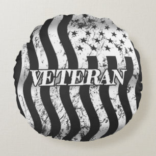Cojín Redondo Veterano de los EE.UU. - vertical de cosecha blanc