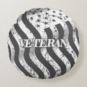 Cojín Redondo Veterano de los Estados Unidos - blanca cosecha 00