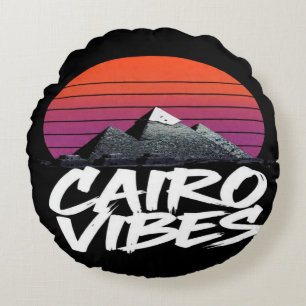 Cojín Redondo Vibraciones de El Cairo Antiguo Estilo Callejero