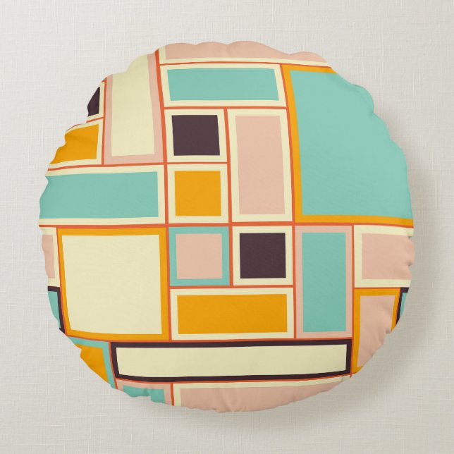 Cojín Redondo Vibrant abstract pattern with rectangles (Anverso)