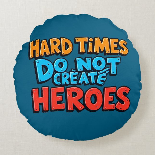 Cojín Redondo Vibrant Gradient Typographical Create Heroes  (Anverso)