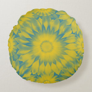 Cojín Redondo Vibrant Sunflower Tie-Dye Art